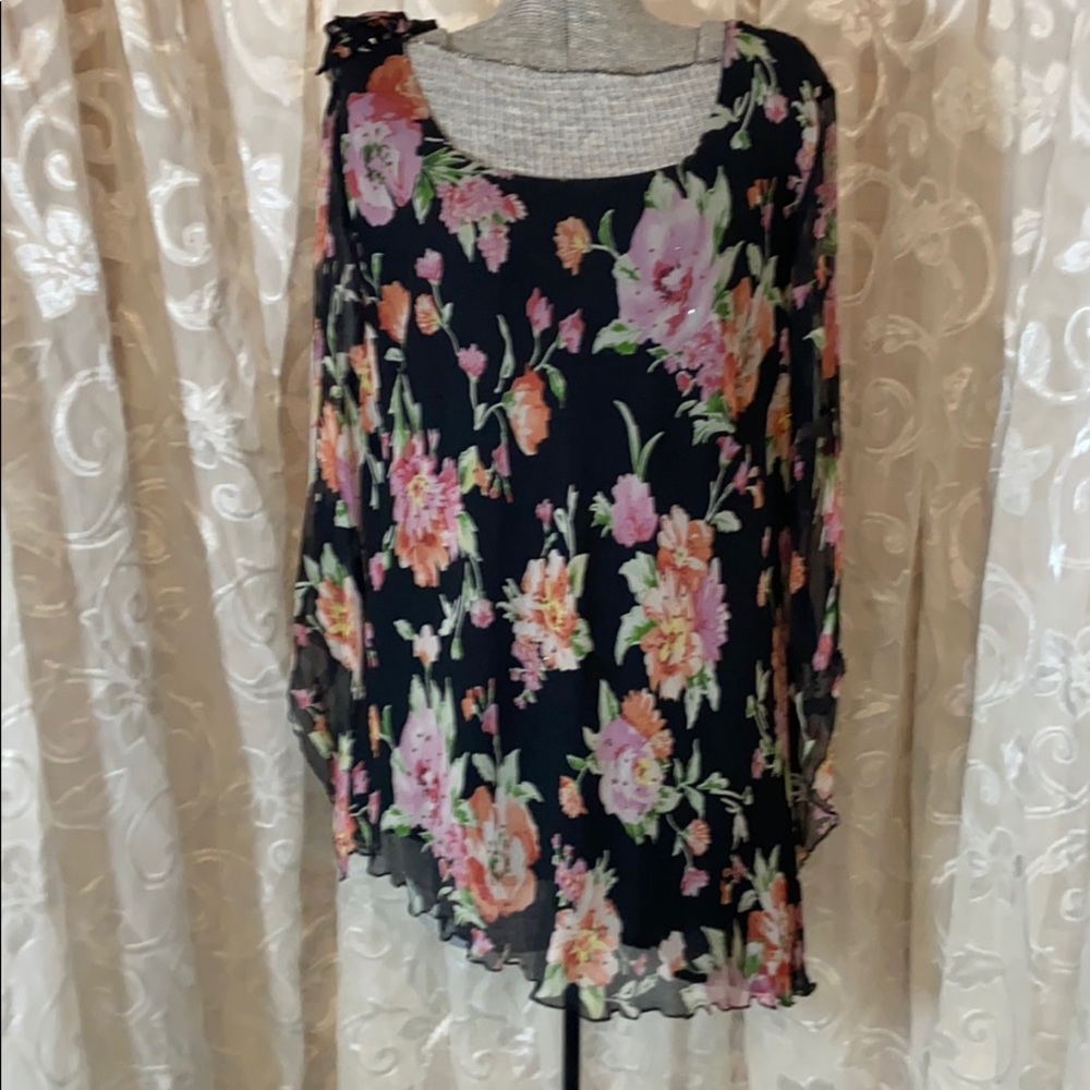 New York City Design floral prnt asymmetrical top